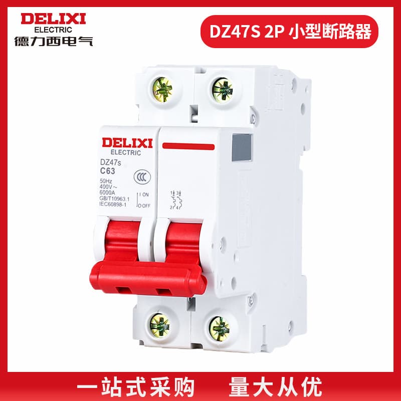 Delixi DZ47S Air Switch 2P Household Main Switch Miniature Circuit Breaker 220V Air Switch 32A Main Switch 63A