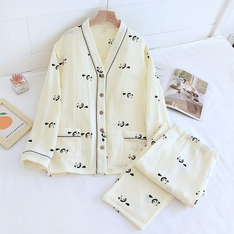 Spring new crepe gauze confinement clothes, postpartum maternity pajamas, summer nursing clothes, pure cotton home clothes, pregnancy period