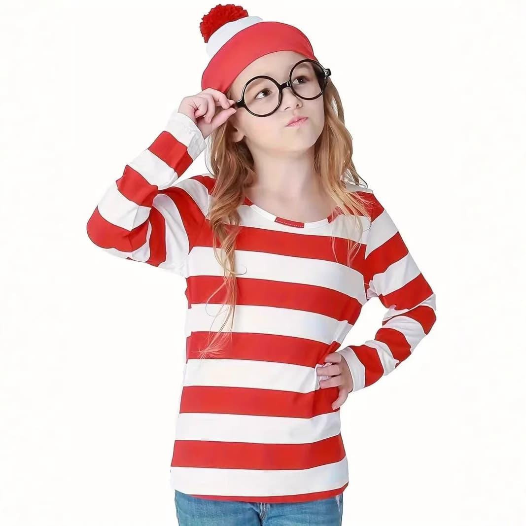 Children's Clothing Anime Where's Wally Cosplay Halloween Costume Christmas Asian Version