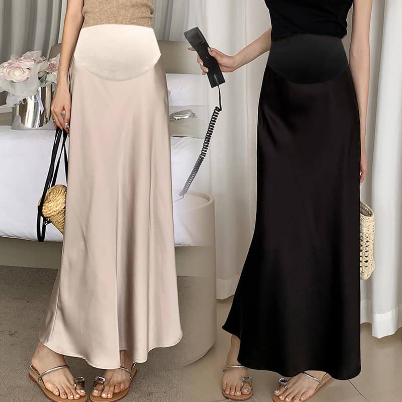 Maternity French Vintage Acetate Satin Skirt 2024 New High-Waist Bodycon Fishtail Long Skirt