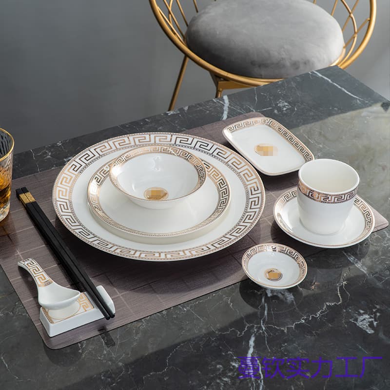 Hotel Club European Ceramic Tableware Set Plates Bowls Dishes Set Restaurant Dining Room Banquet Catering Supplies