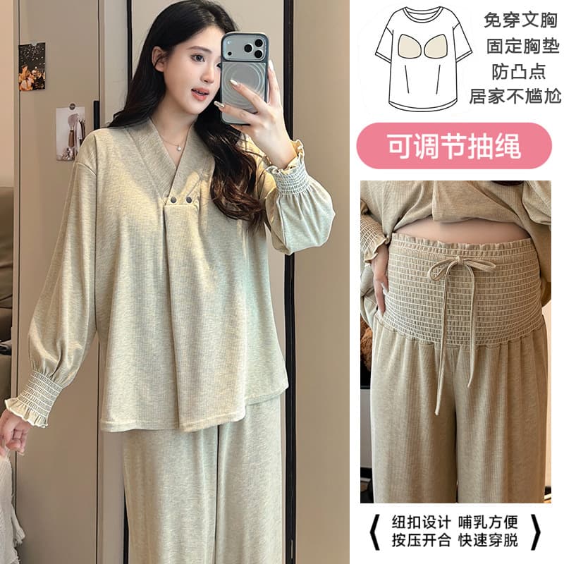 Modal pure cotton winter confinement clothes for women, long-sleeved autumn maternity pajamas, nursing clothes, postpartum comfortable home clothes set