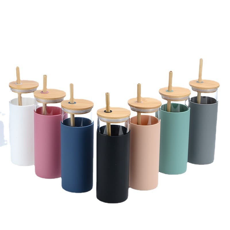 Cross-border Hot-selling Cola Straw Cup High Borosilicate Material Macaron Color Series Straw Cup Coffee Cup Light Luxury Premium Feel