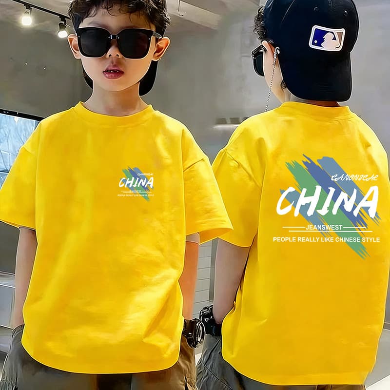 Children's Cotton T-Shirt Summer Baby Cotton Short Sleeve T-Shirt Boys Loose Stylish Casual Top