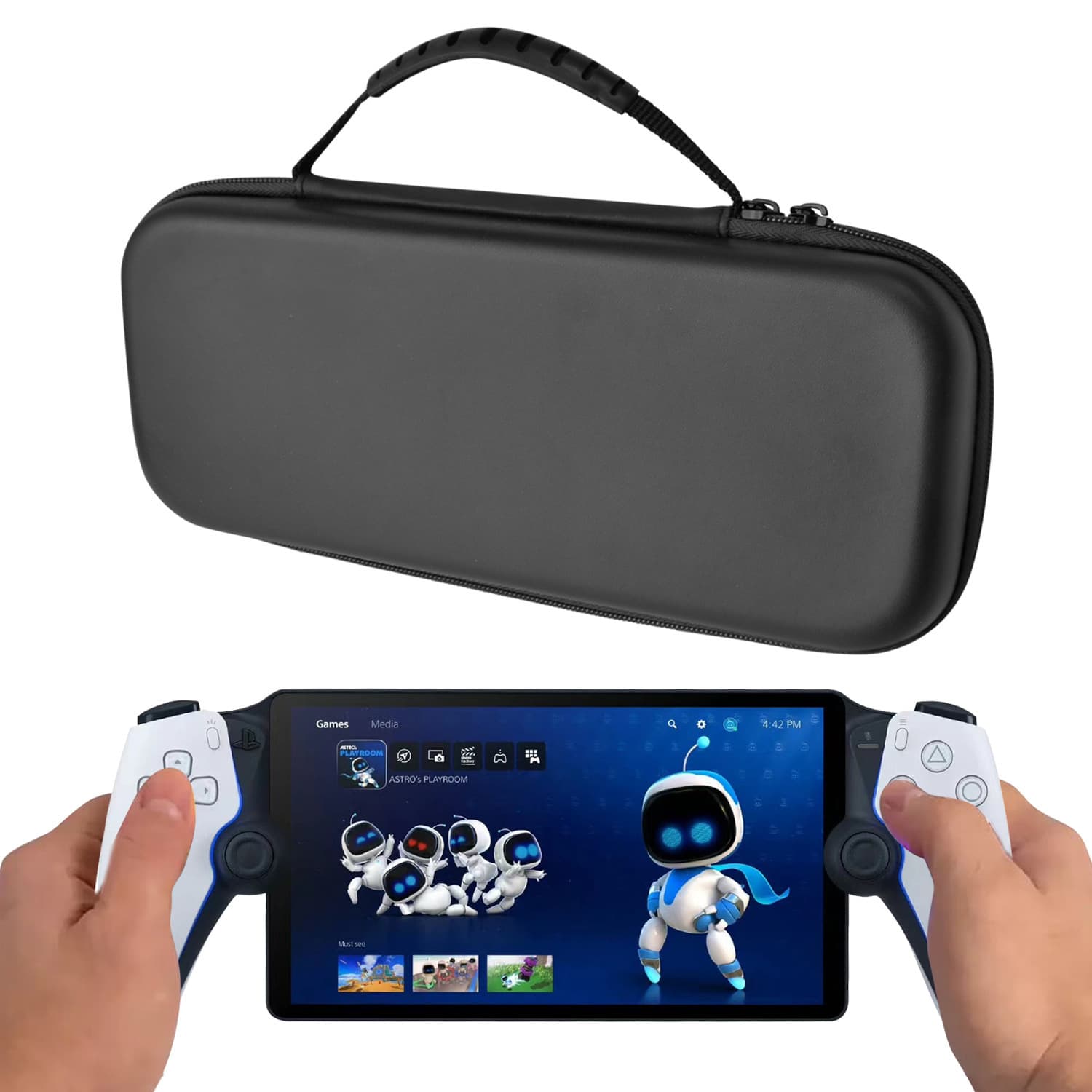 PlayStation Portal Carrying Case, PS5 New Handheld Console EVA Leather Texture Waterproof Drop-Proof Protection Handbag