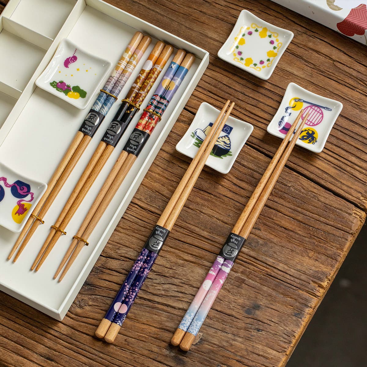 Japan Imported Tanaka Natural Solid Wood Chopsticks Japanese Chopstick Rest Tableware Gift Box Dishwasher Safe Household Pointed Non-Slip Chopsticks