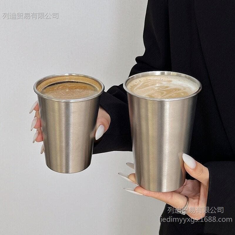 Korean Industrial Style 304 Stainless Steel Cup Americano Coffee Cup Outdoor Camping Travel Mug Cold Drink Cup Beer Cup