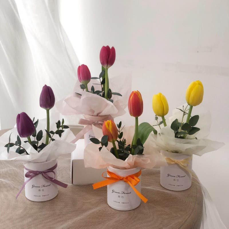 Mini Small Round Cylinder Single Flower Bouquet Packaging Box Fresh Flowers Empty Gift Box Flower Arrangement