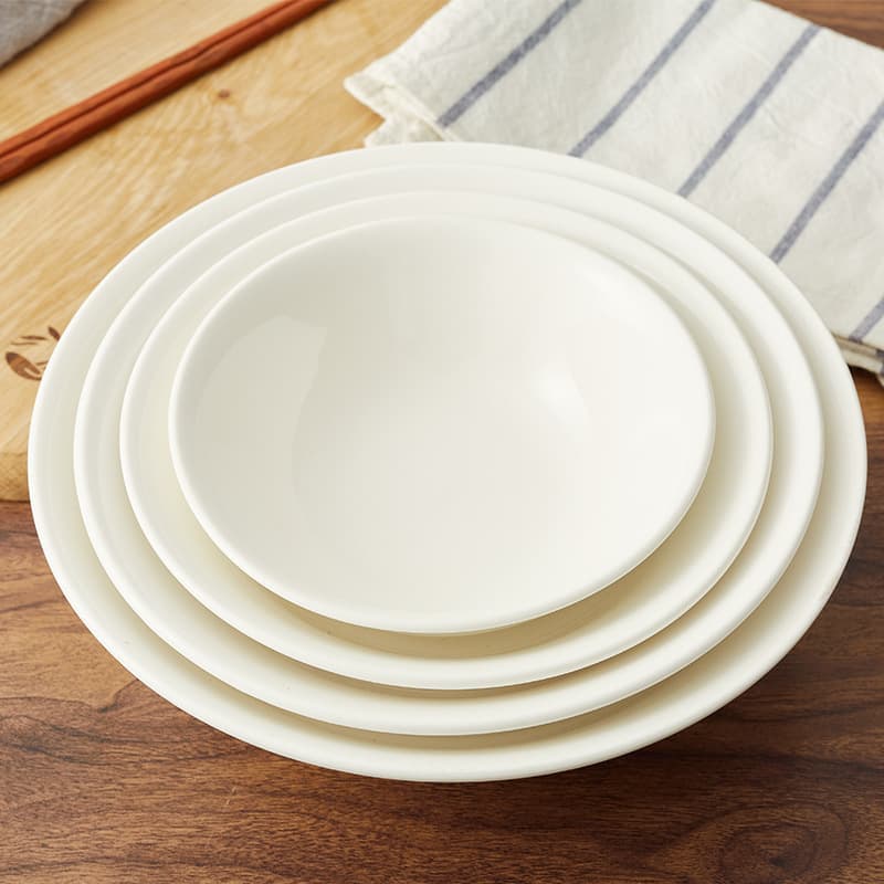 Thickened Ceramic Bowl Pure White Large Mouth Soup Bowl Salad Bowl Noodle House Style Modern Simple Round Shape Microwave Safe