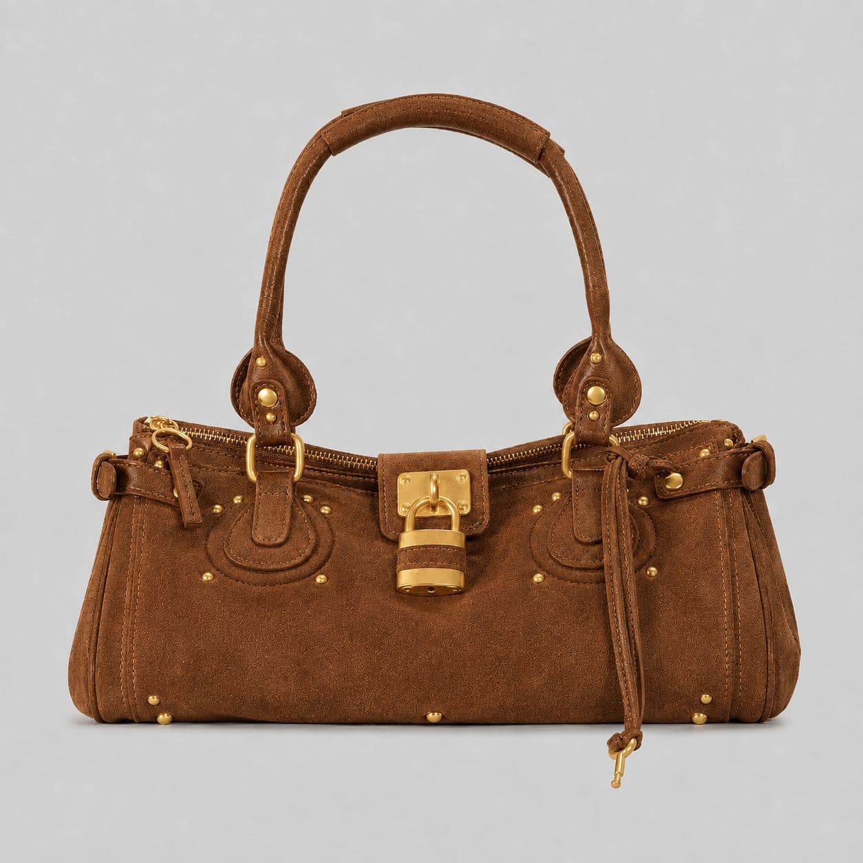 Millennium Hot Girl Retro Distressed Suede Lock Bag 2026 Autumn and Winter New Handbag Rivet Shoulder Crossbody Bag