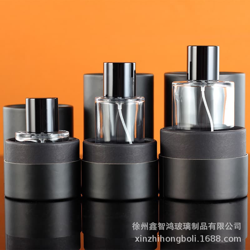 Customized 30ml50ml100ml cylindrical perfume bottle transparent glass bayonet fine spray bottle cosmetic perfume packaging