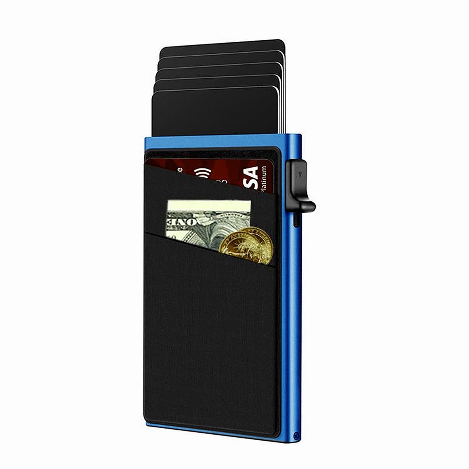 In Stock Switch Side Press Aluminum Alloy Card Holder, Auto Pop-Up RFID Card Case, Screw-Reinforced Non-Drop Metal Case