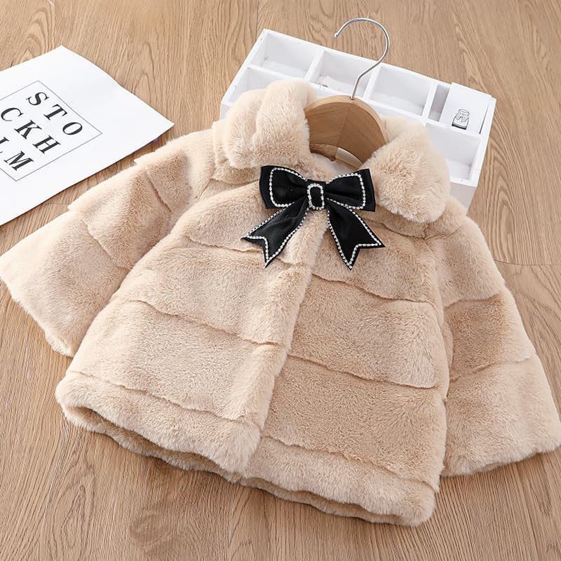 Girls' Winter Export Faux Fur Coat, New Shearling Faux Rabbit Hair Short Jacket