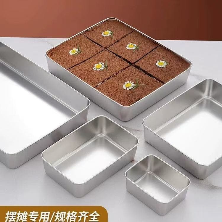 Square Tiramisu Box Mold Stainless Steel Cake Packaging Container Iron Tray Serving Dish