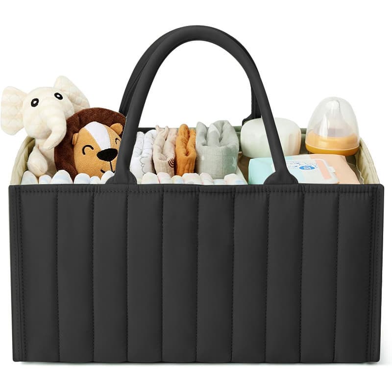Foldable Baby Diaper Bag Multi-Functional Maternity Nappy Storage Bag Oxford Cloth Shoulder Backpack Solid Color Polyester Lining