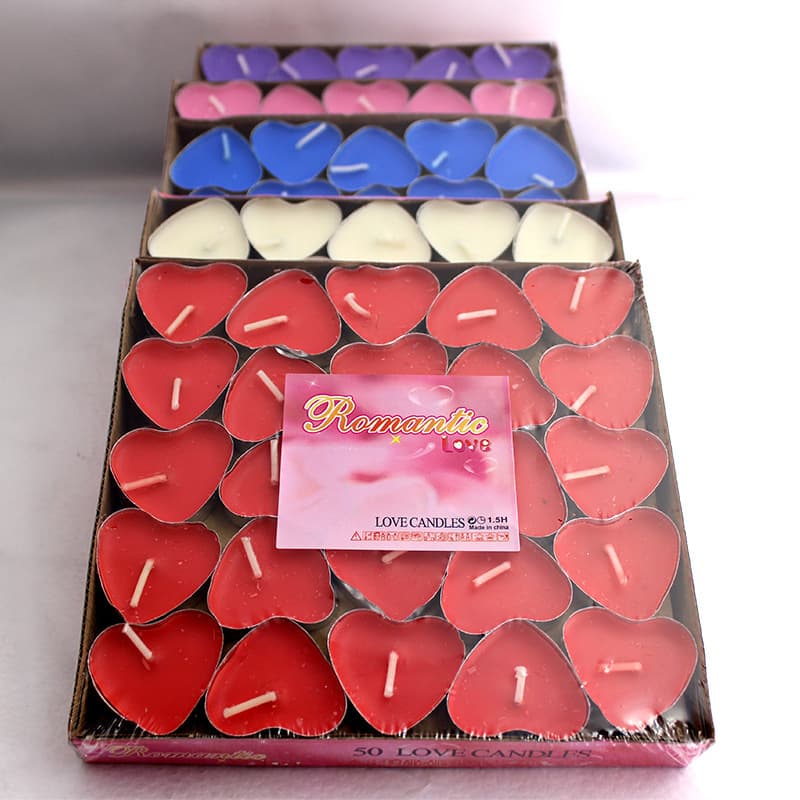 Colorful heart-shaped candles smokeless tea wax proposal display small candle confession heart-shaped candle ornaments 50 boxed wax