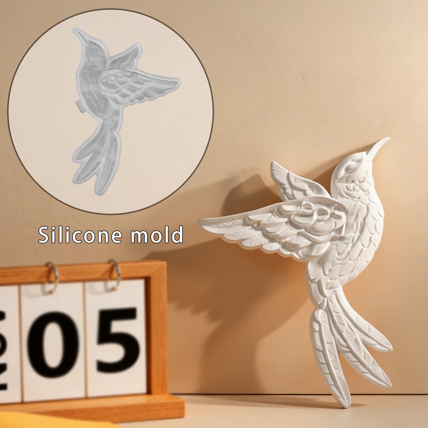 Proud DIY Hummingbird Crystal Epoxy Wall Decoration Plaster Mold Home Decor Pendant Silicone Mold