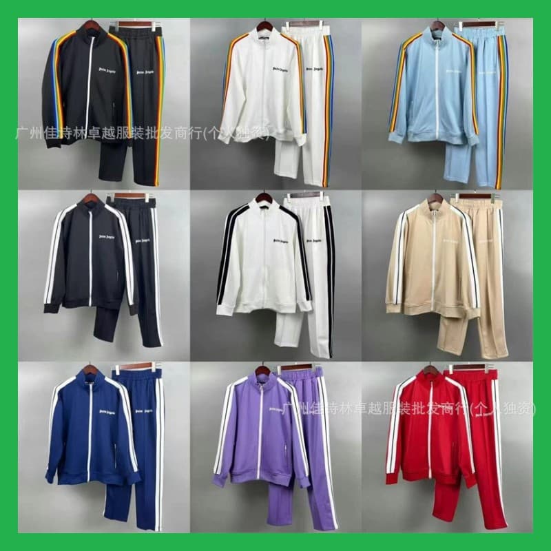 Palm Angels Palm Angels striped rainbow pants zipper jacket retro sports suit for men and women
