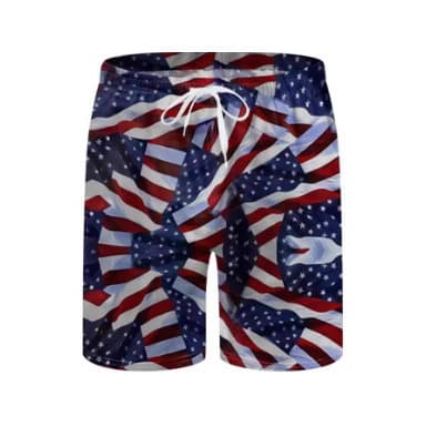 2026 Men's Hawaiian Beach Shorts, American Flag Print, Basketball Gym Shorts