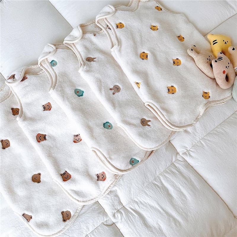 Ins Korean Baby Sleep Sack, Thickened Winter Children's Anti-Kick Blanket, Baby Vest-Style Separate Leg Sleeping Bag, Warm Pajamas
