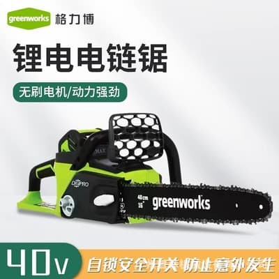 Greenworks 40V Cordless Chainsaw, Low Noise Electric Chain Saw for Garden Pruning, Tree Cutting, Home Use