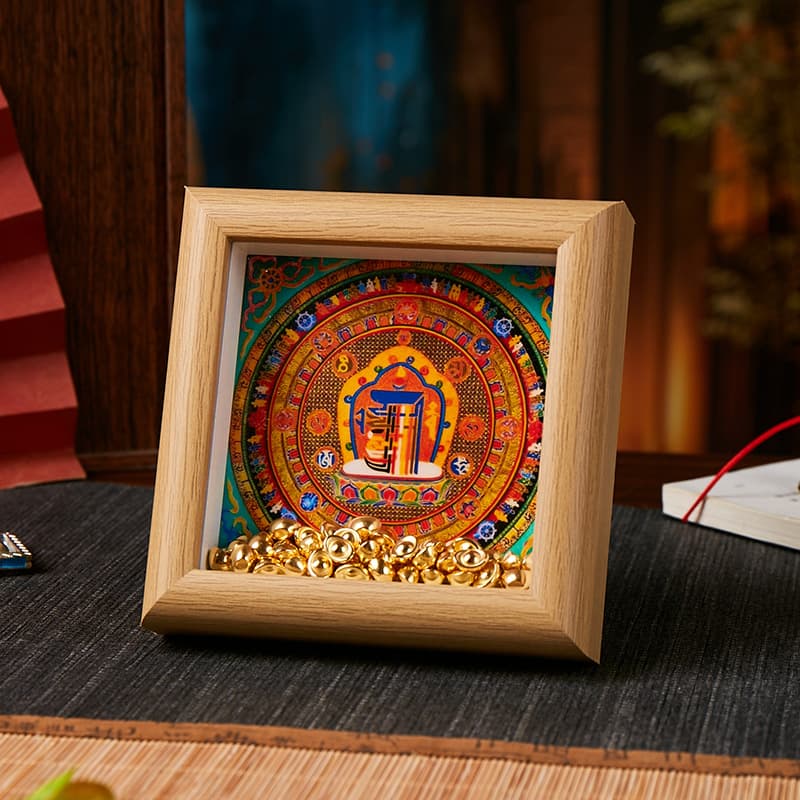 Ten-Phase Kalachakra Mandala Thangka Ornament, Tibetan Buddhist Black Gold Energy Talisman, Feng Shui Auspicious Object, Cultural and Creative Ornament