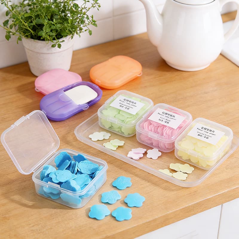 Disposable Soap Sheets, Portable Travel Mini Petal Boxed Soap Flakes, Portable Hand Washing Sheets Soap Paper