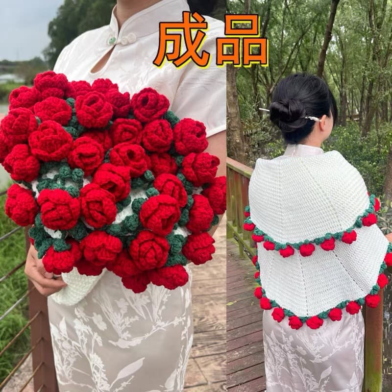 Hand Knitted Rose Flower Blanket Yarn Crochet Bellflower Pattern Warm Cozy Blanket for Home Use Adult Baby Blanket Woolen