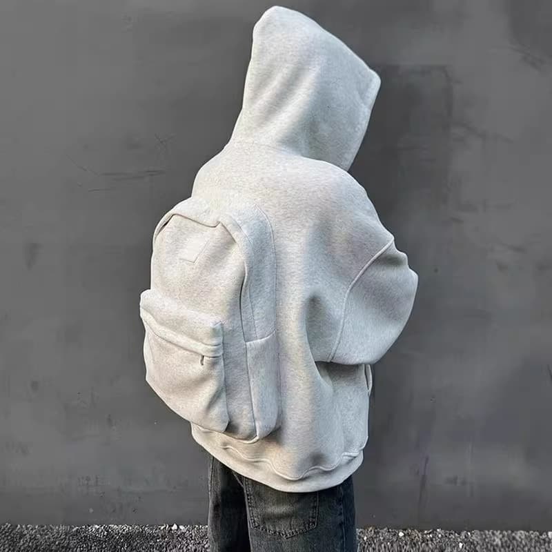 Stylish Backpack Couple Hoodie Men's Fall Casual Loose Oversized Zip-Up Jacket Streetwear
