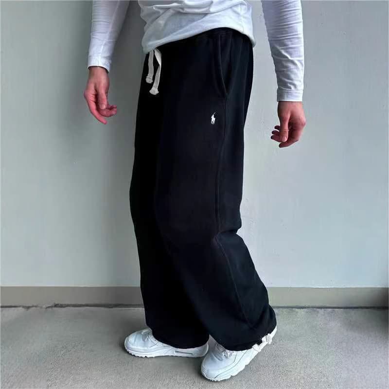 2025 Cross-Border EU/US Retro Street Hip-Hop Casual Elastic Waist Small Horse Loose Solid Color Sports Casual Pants