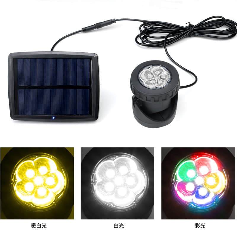 Solar Underwater Light 6 LED Dual Three-Head Underwater Pool Rockery Floodlight Waterproof Landscape Courtyard Projection Light