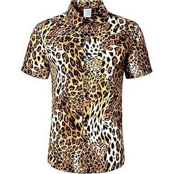 Men's retro leopard print short-sleeved shirt, summer thin casual lapel cardigan top, cross-border men's clothing wholesale