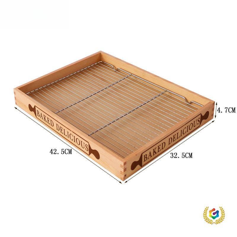 New Bakery Cooling Rack Wooden Tray Solid Wood Stand Cake Shop Double Layer Pastry Display Props