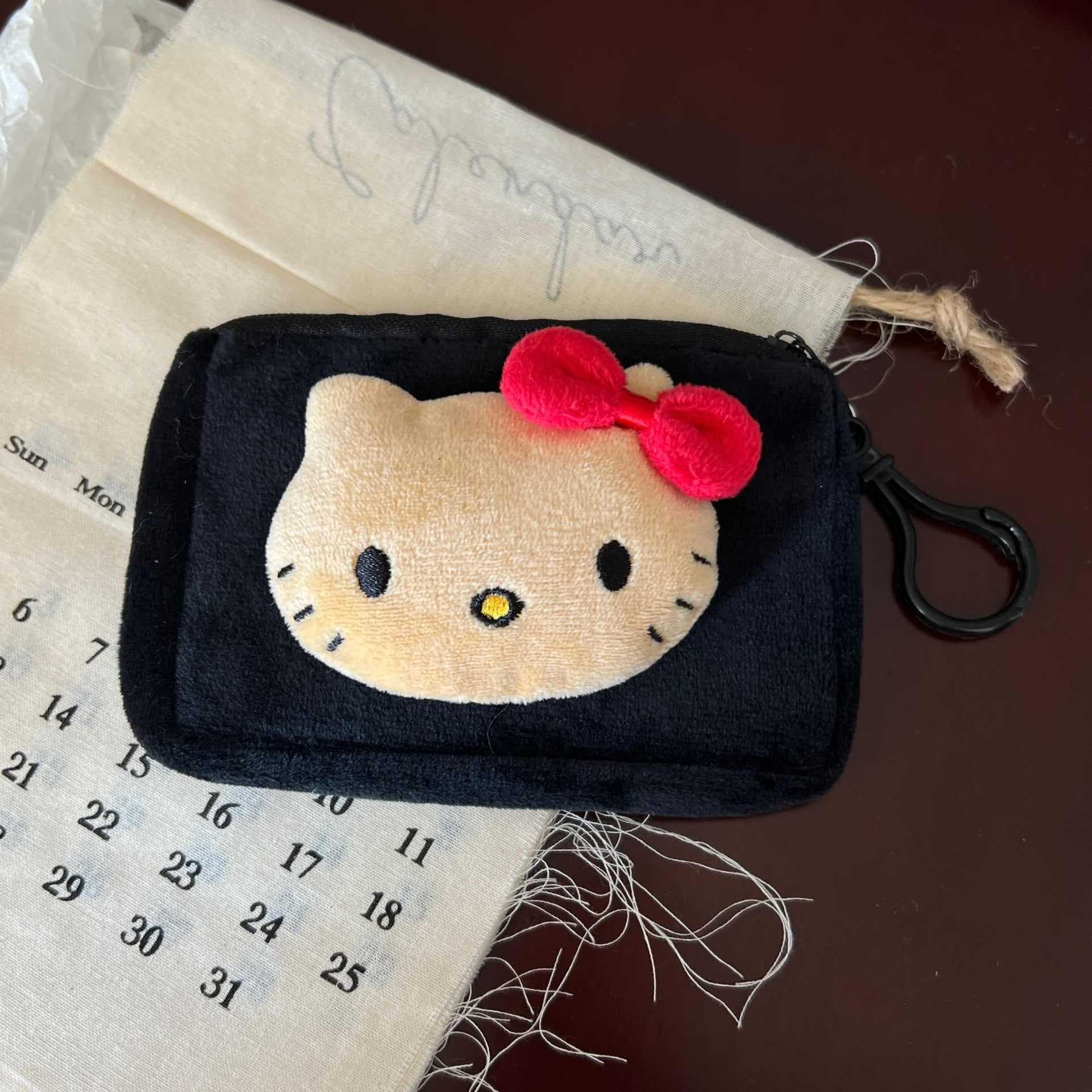 Second-Hand Black Leather Kt Coin Purse Pendant Cartoon Hello Kitty Bag Pendant Bluetooth Headset Storage Student Bag Pendant