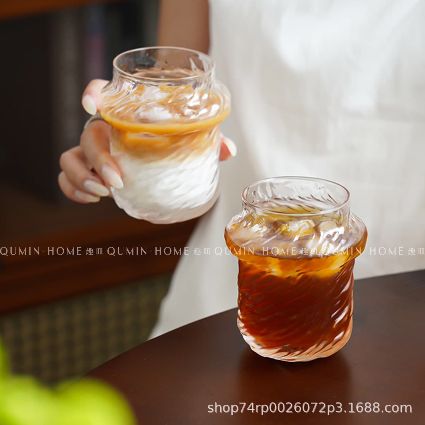 Retro Niche Design Magic Spiral Cup, Iced Latte Coffee Glass Cup, Iced American Drink Cup, High-End Water Cup
