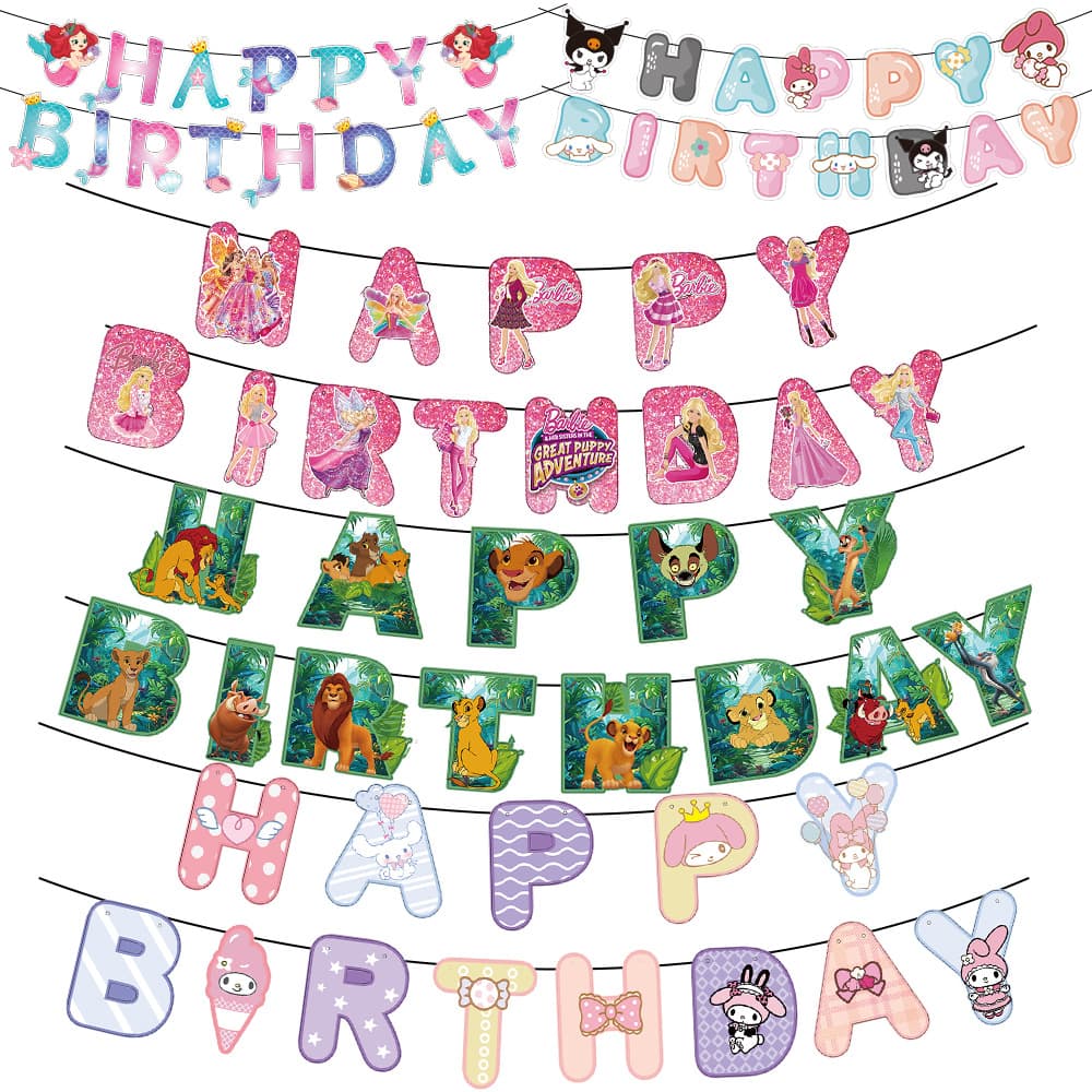 New Kuromi Frozen Birthday Banner Kids Birthday Party Decoration Cartoon Banner Wholesale