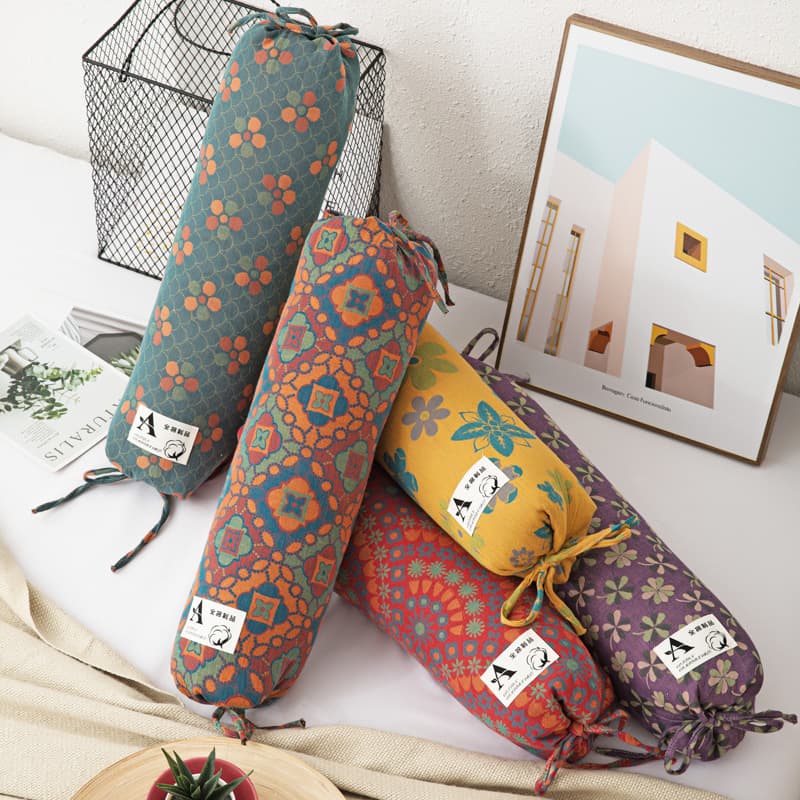 Double-layer gauze 100% cotton pillowcase, cylindrical candy pillow cover, buckwheat pillowcase wholesale
