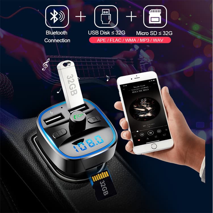 Cross-border E-commerce Supply Car Bluetooth Smart Voice Navigation Bluetooth MP3 Player Dual SUB Car Charger