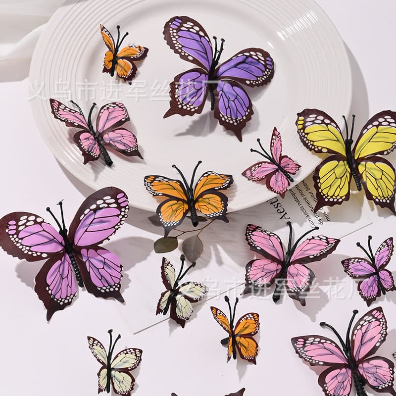 Colored Film Butterfly 3D Simulation Butterfly DIY Hair Clip Accessories Outdoor Garden Landscape Decoration
