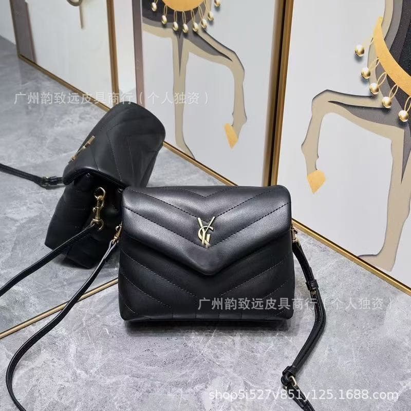 2025 New Genuine Leather Women's Bag YSL Cloud Mailbox Underarm Handheld Crossbody Leather Chain Bag with LOGO