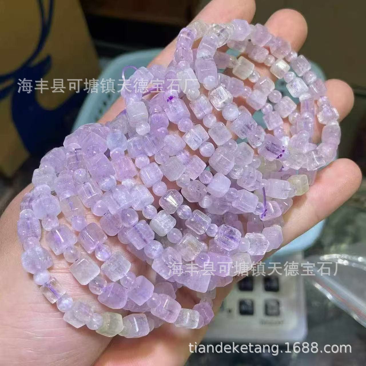 Natural Afghan Kunzite Sugar Cube Bracelet Brushed Cat's Eye Transparent Body Accessory Bracelet Jewelry Kunzite Factory