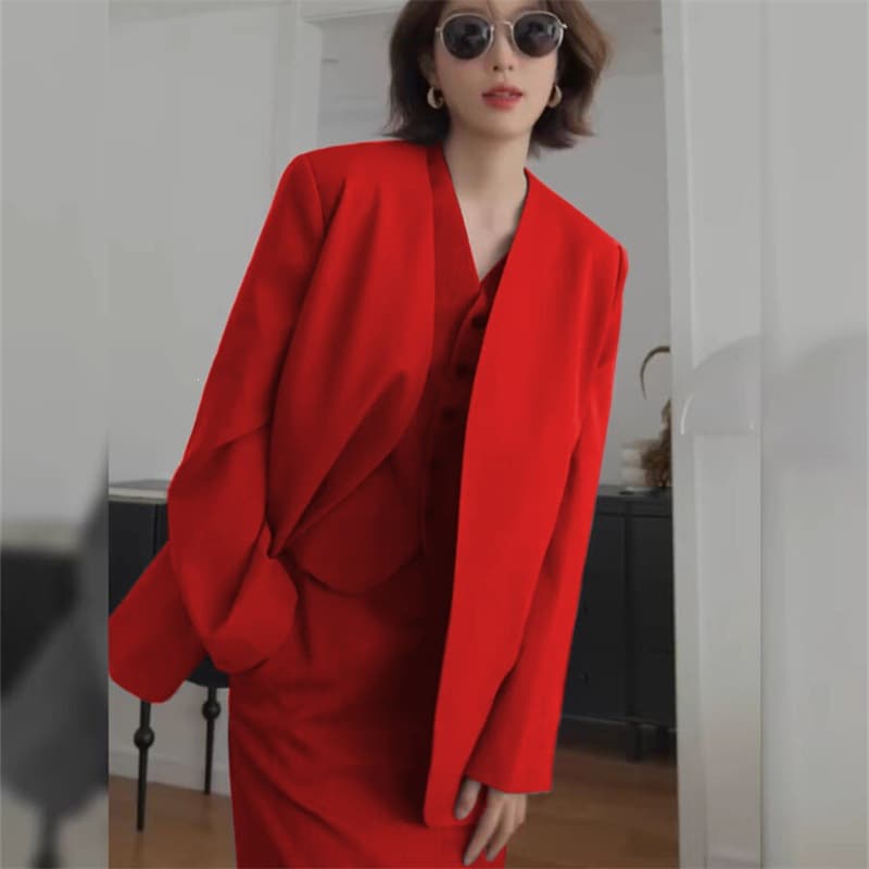 Women's Blazer and Skirt Suit Set 2026, Elegant Office Professional Two-Piece Formal Wear