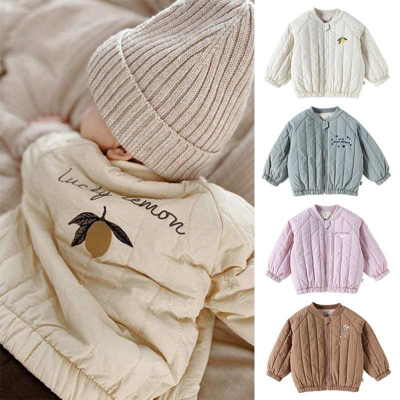 New children's autumn and winter outer wear cotton coat 2026 male and female baby western style Nordic style cotton coat cartoon embroidered jacket