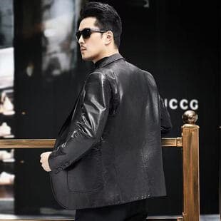 New Top-Grain Cowhide Leather Jacket for Men, Lapel Leather Coat, Men's Cowhide Leather Jacket