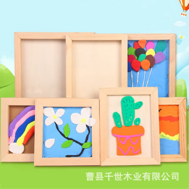 Children's Clay Picture Frame Wooden Solid Clay Photo Frame Handmade diy Decorative Picture Frame Creative