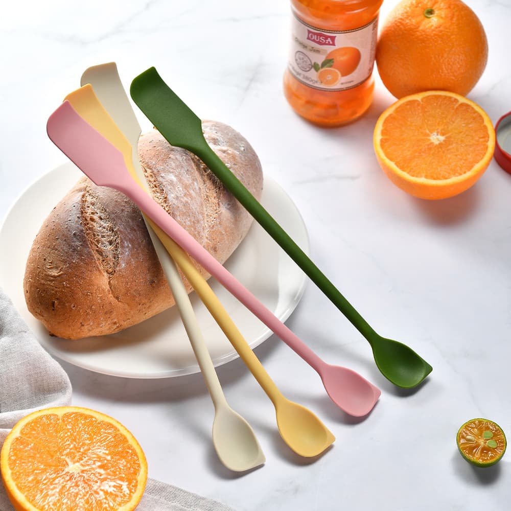 Cross-Border Silicone Double-Headed Jam Scraper Kitchen Silicone Spatula Jam Spreader Household Double-Headed Mixing Stick Spoon