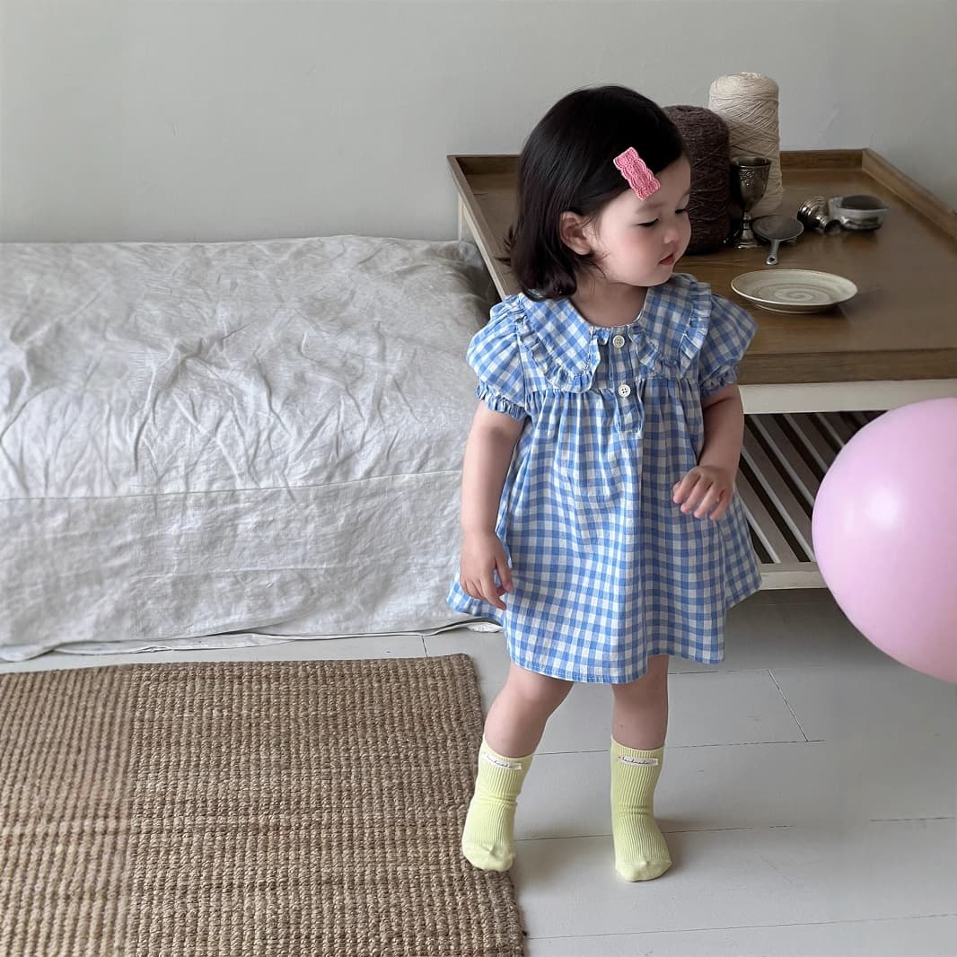 Girls Summer Dress 2026 New Baby Summer Princess Dress Korean Style Children Plaid Dress