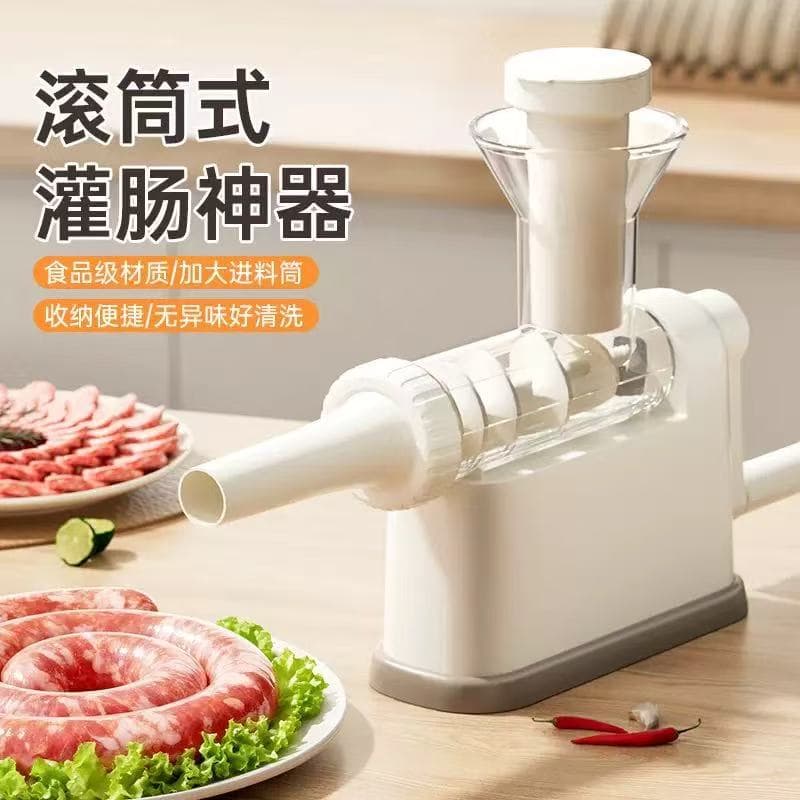 Manual Sausage Stuffer Home Roller Type Sausage Filling Tool Food-Grade Material Large-Diameter Meat Grinder and Sausage Stuffer