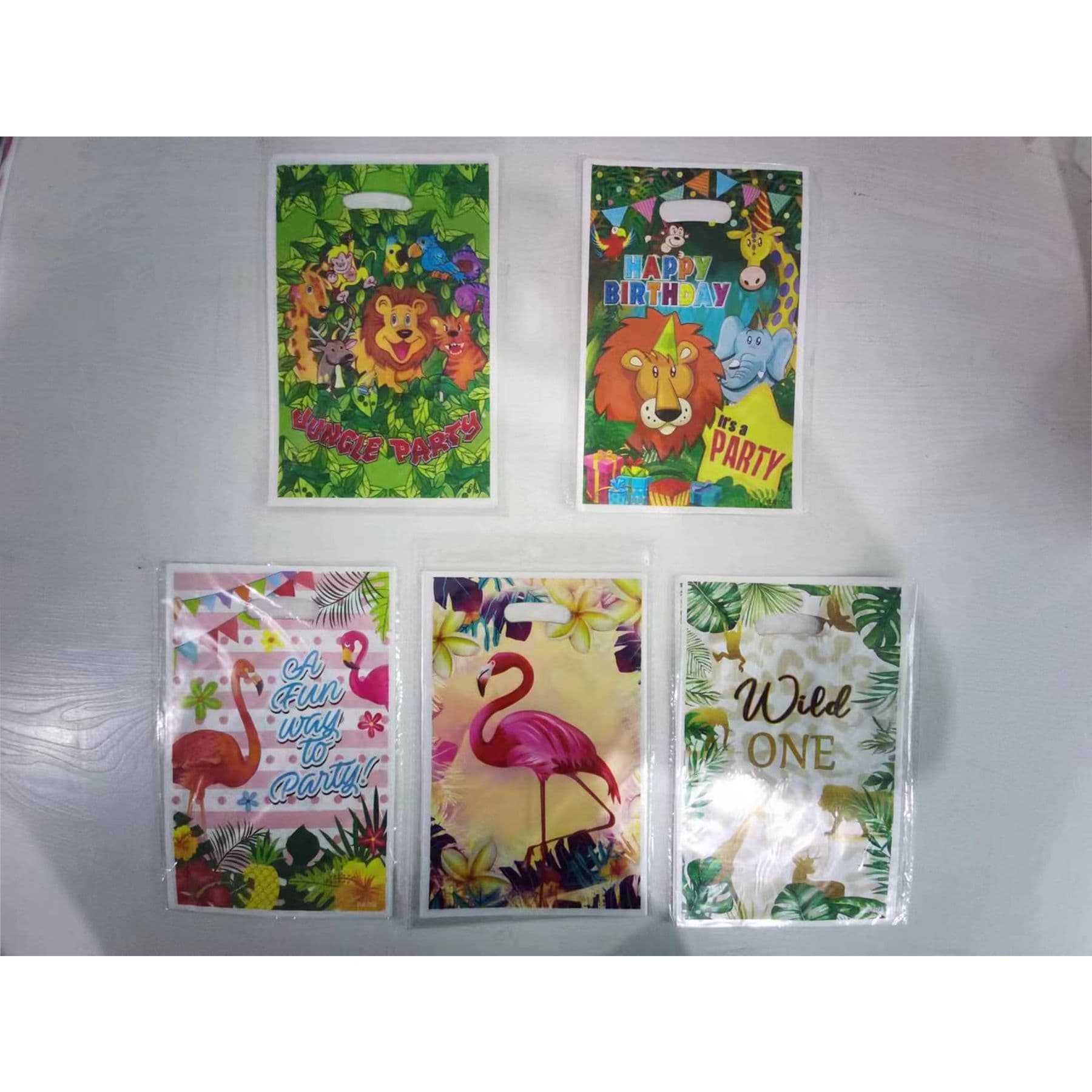 Cartoon Jungle Animal Birthday Party Favor Bags Forest Lion Candy Bags Flamingo Party Favor Bags