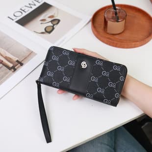 Cross-Border 2025 New Women's Long Wallet, European-American Retro Light Luxury Large Capacity Money Clip, Zipper Coin Purse Card Holder